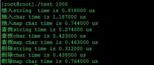 C++ unordered_map 在key为string类型和char*类型时测试时间性能差异