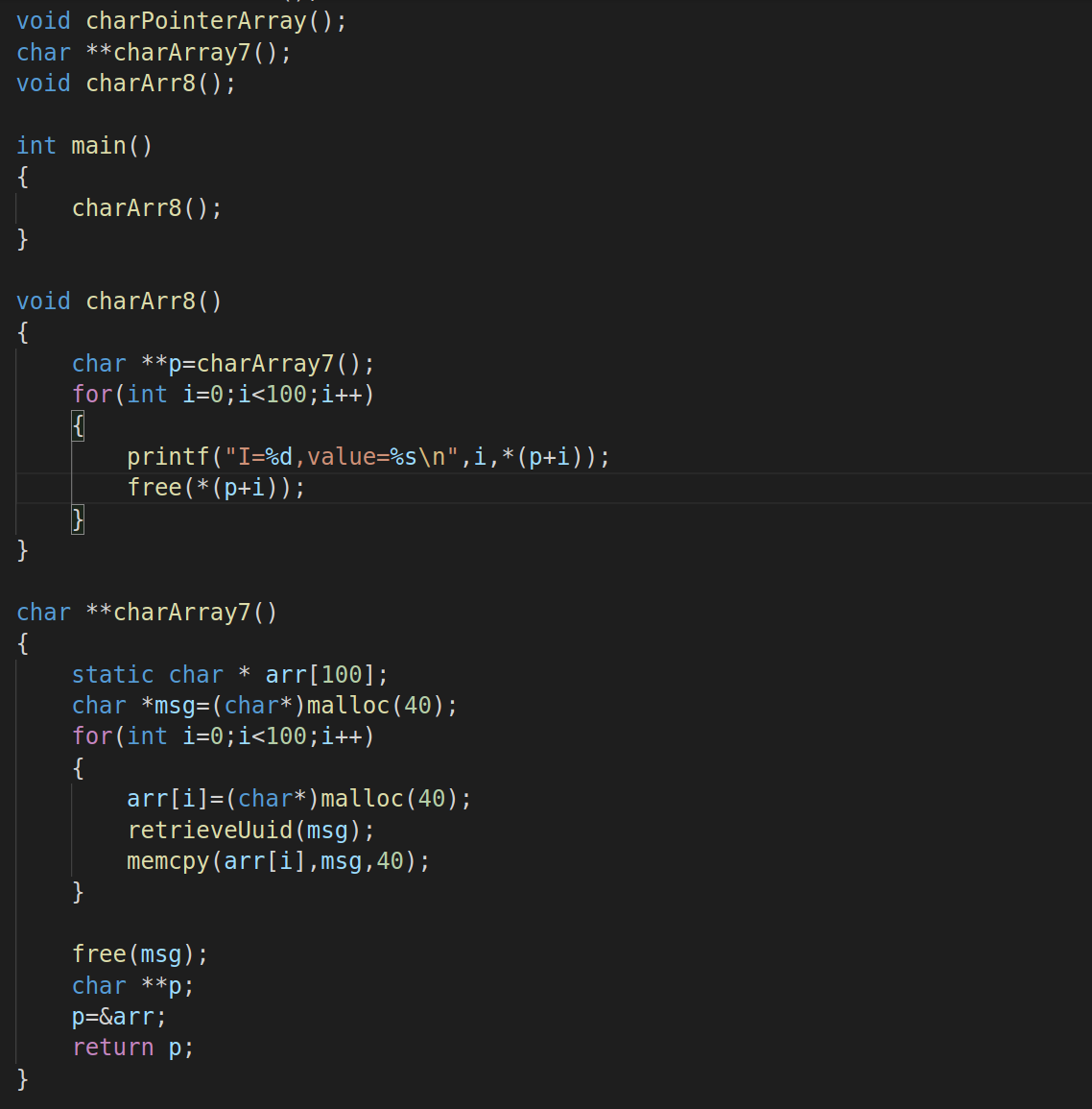 c struct struct array,pointer,uuid,memcpy