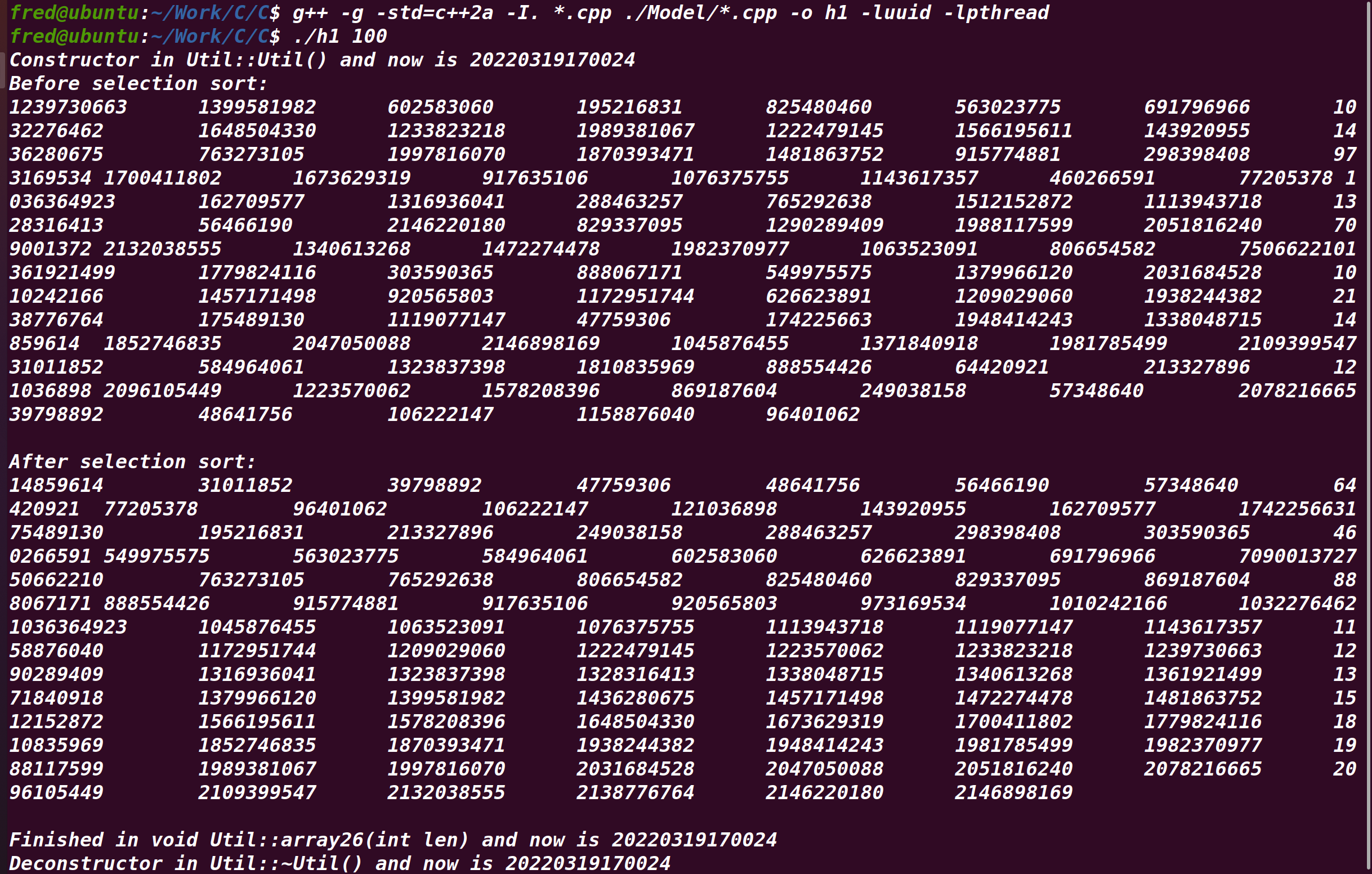 C++ selection sort.quick sort