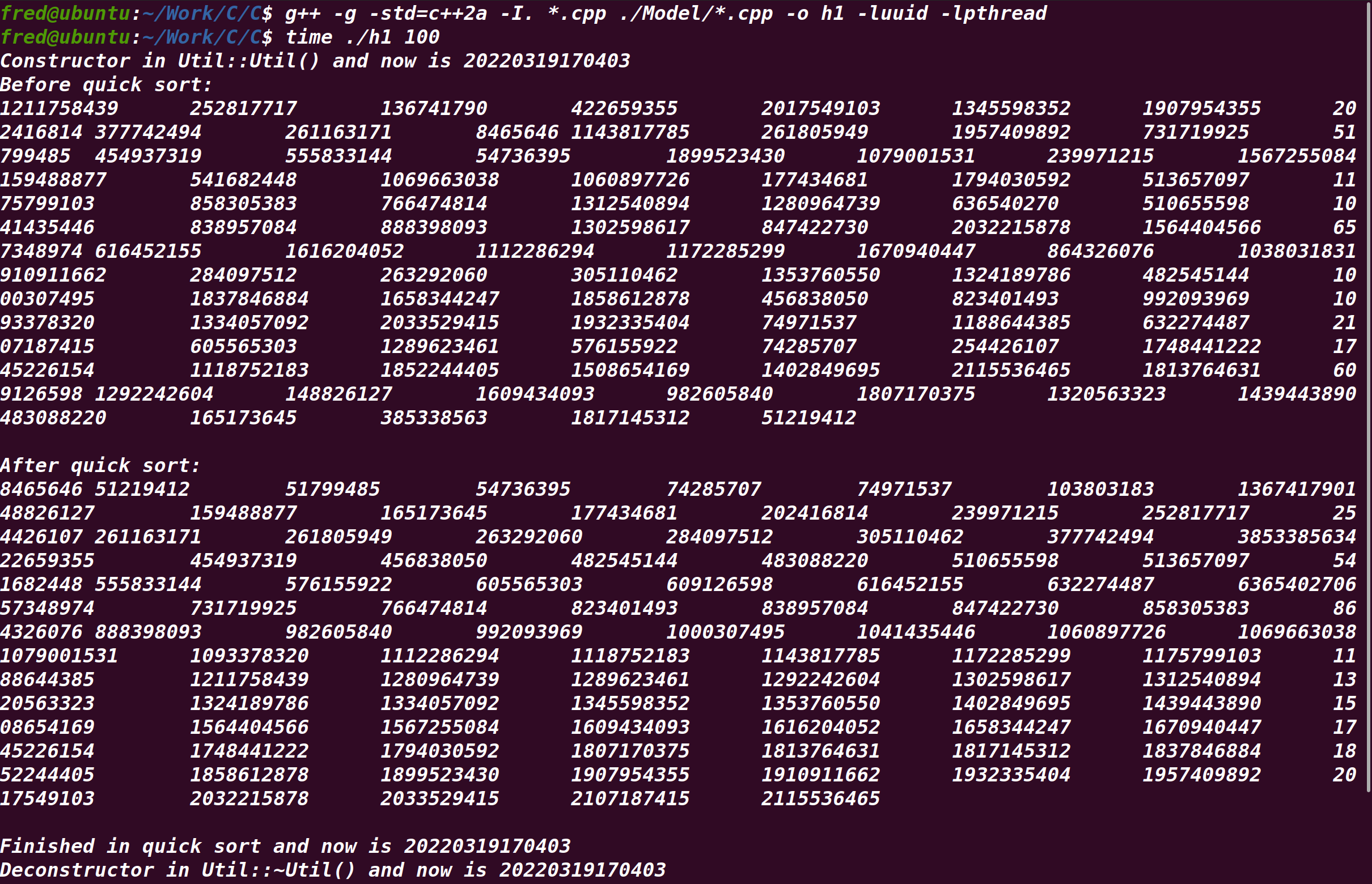 C++ selection sort.quick sort